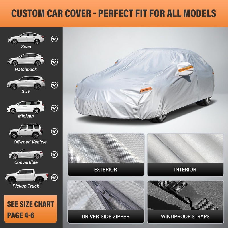 Kayme 6-Layer Waterproof SUV Car Cover - All-Weather Protection with Zipper - Image 3