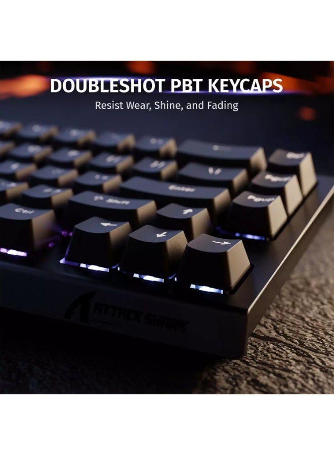 هجوم القرش لوحة مفاتيح الألعاب المغناطيسية X68 HE Rapid Trigger RGB مع إمكانية ضبط مستوى التشغيل، ومفتاح مغناطيسي بتقنية تأثير هول، ومعدل استجابة 8 كيلو هرتز - أسود - Image 2