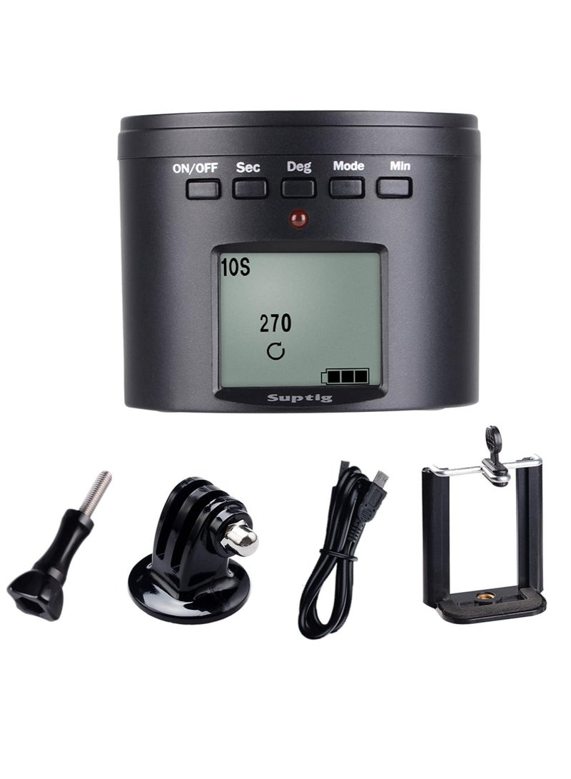 سبتيج حامل ثلاثي للكاميرا، حامل كاميرا كهربائي مدمج ومحمول، رأس ثلاثي القوائم للكاميرا بزاوية 60 درجة، حامل كاميرا خفيف الوزن مع بطارية مدمجة، (أسود) - Image 1