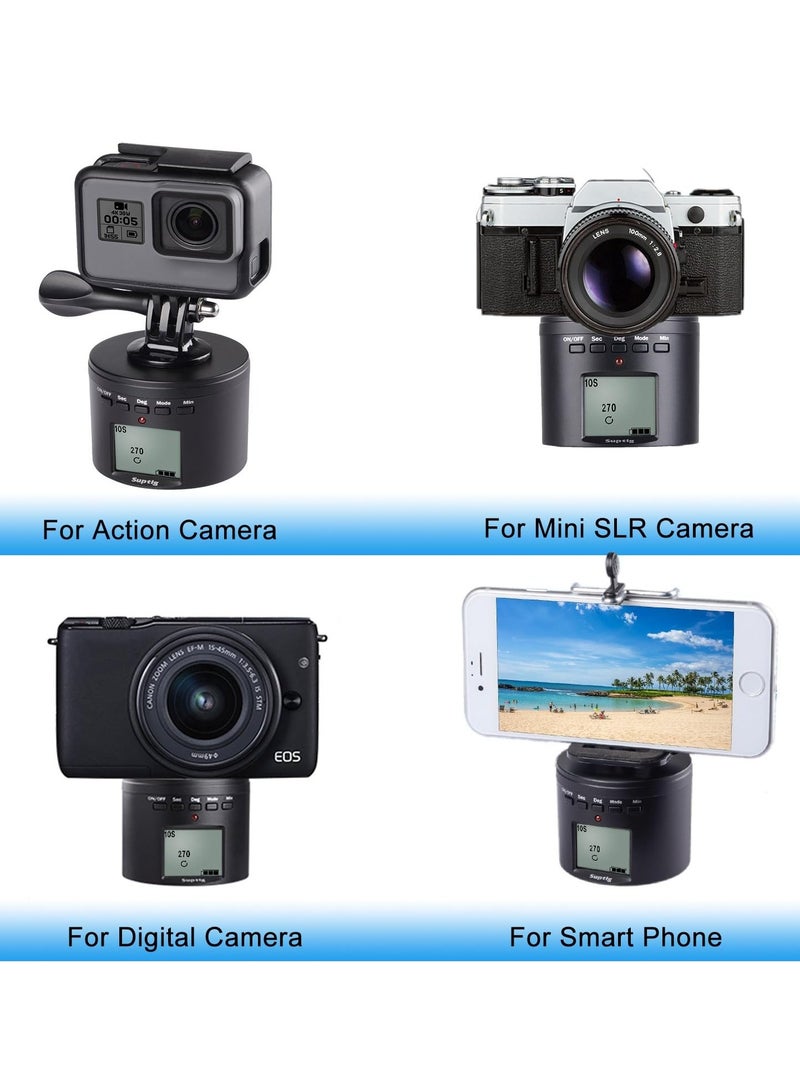 سبتيج حامل ثلاثي للكاميرا، حامل كاميرا كهربائي مدمج ومحمول، رأس ثلاثي القوائم للكاميرا بزاوية 60 درجة، حامل كاميرا خفيف الوزن مع بطارية مدمجة، (أسود) - Image 2