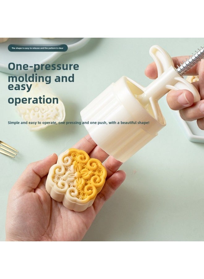 Cantonese Moon Cake Mold 2024 Hand Pressure Household Ice Skin Flow Heart Grinding Tool Old Style 50g75g-Color  - Image 4