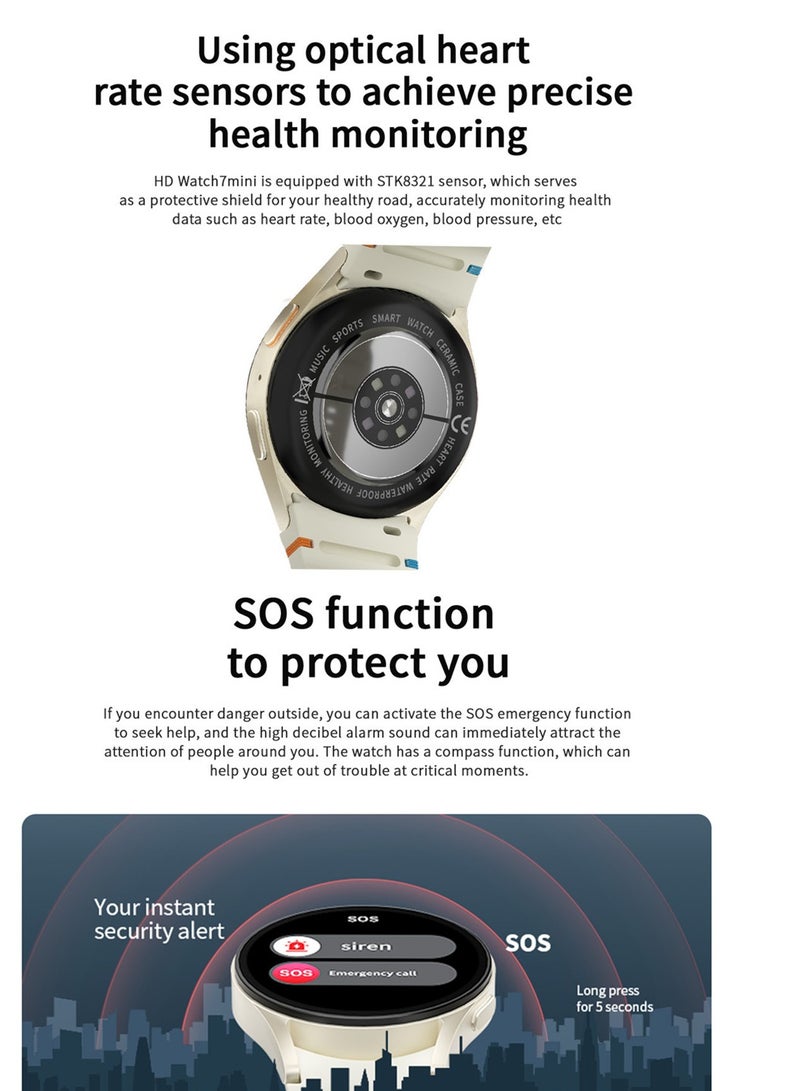 Fitness Tracking Smartwatch, Comfortable Mini Bluetooth Watch with Amoled Round Screen, Rugged HD Smart Health Monitoring Watch for Casual Outdoor Sports - Image 3