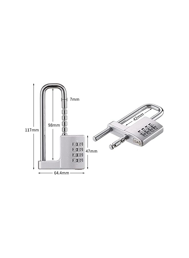 PROMASS PROMASS Padlock with Adjustable Long Shakle, 4 Digits Combination Lock for School Gym Toolbox Closet Wardrobe Gate Bicycle Cabinet Door Handles (1 Pack, Silver)  - Image 5