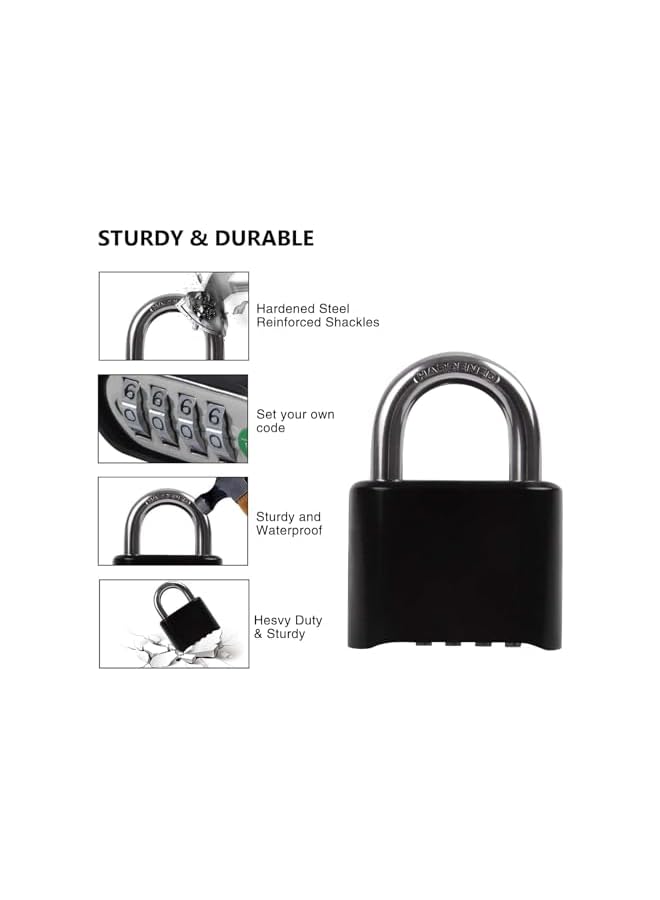 PROMASS PROMASS Combination Lock,4 Digit Combination Lock, Heavy Duty Security Lock,Code Security,Combination Padlock,Luggage Lock,Corrosion Resistant Lock for Gym, School Locker, Shed, Garage  - Image 3