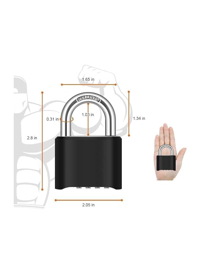 PROMASS PROMASS Combination Lock,4 Digit Combination Lock, Heavy Duty Security Lock,Code Security,Combination Padlock,Luggage Lock,Corrosion Resistant Lock for Gym, School Locker, Shed, Garage  - Image 2