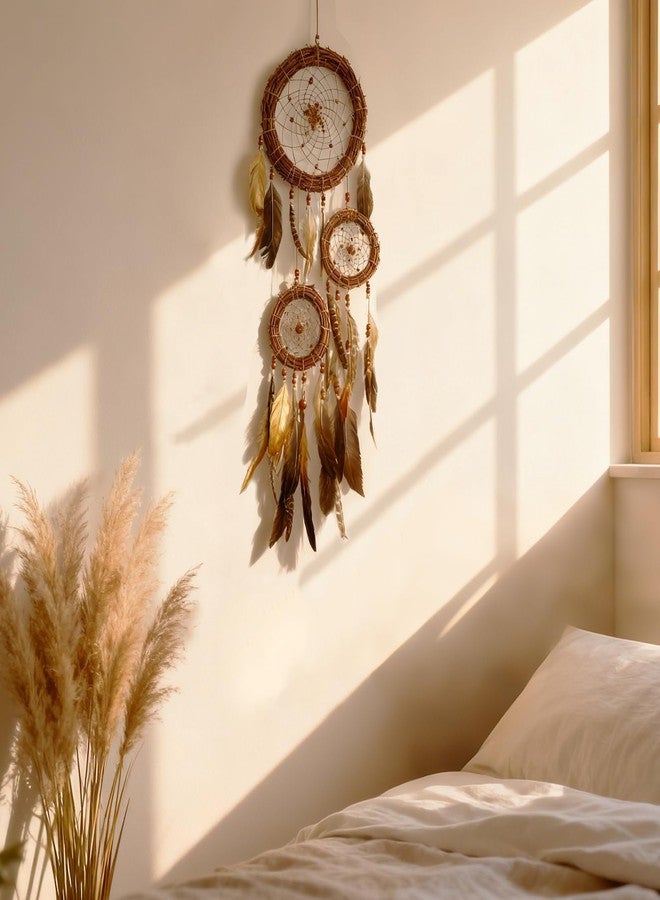 Artilady Dream Catcher Native American Boho Dreamcatcher Rattan Wall Decor, Handmade Natural Goose Feathers Large Dream Catchers Hanging Indian Decor for Women Bedroom Living Room - Image 2