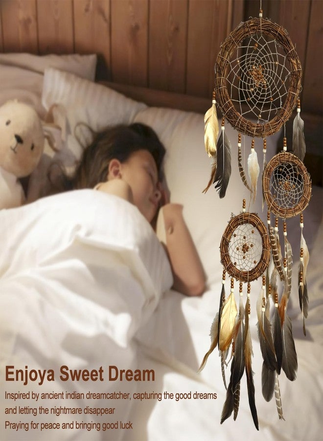 Artilady Dream Catcher Native American Boho Dreamcatcher Rattan Wall Decor, Handmade Natural Goose Feathers Large Dream Catchers Hanging Indian Decor for Women Bedroom Living Room - Image 4