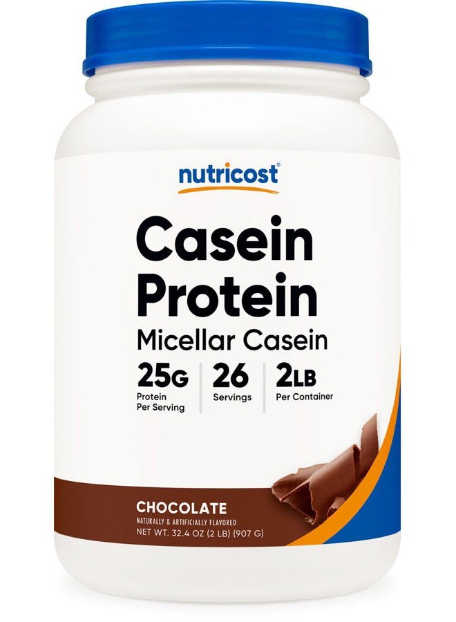 Nutricost Casein Protein Powder 2lb Chocolate - Micellar Casein, Gluten Free, Non-GMO - Image 1
