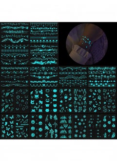 Peachjoy 24 Sheets Glow in the Dark Tattoos, Temporary Body Art for Women & Kids, Mermaid & Butterfly Designs, Luminous Face & Body Makeup Tattoos 