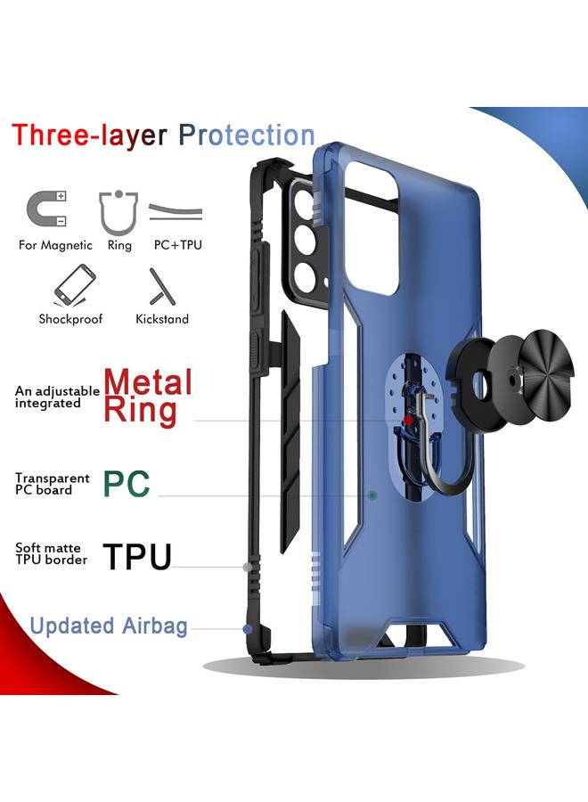 اس-توب جراب لهاتف Samsung Galaxy Note20 مصنوع من مادة PC مغناطيسية غير لامعة + جراب مقاوم للصدمات من مادة TPU مع حامل حلقي - Image 5