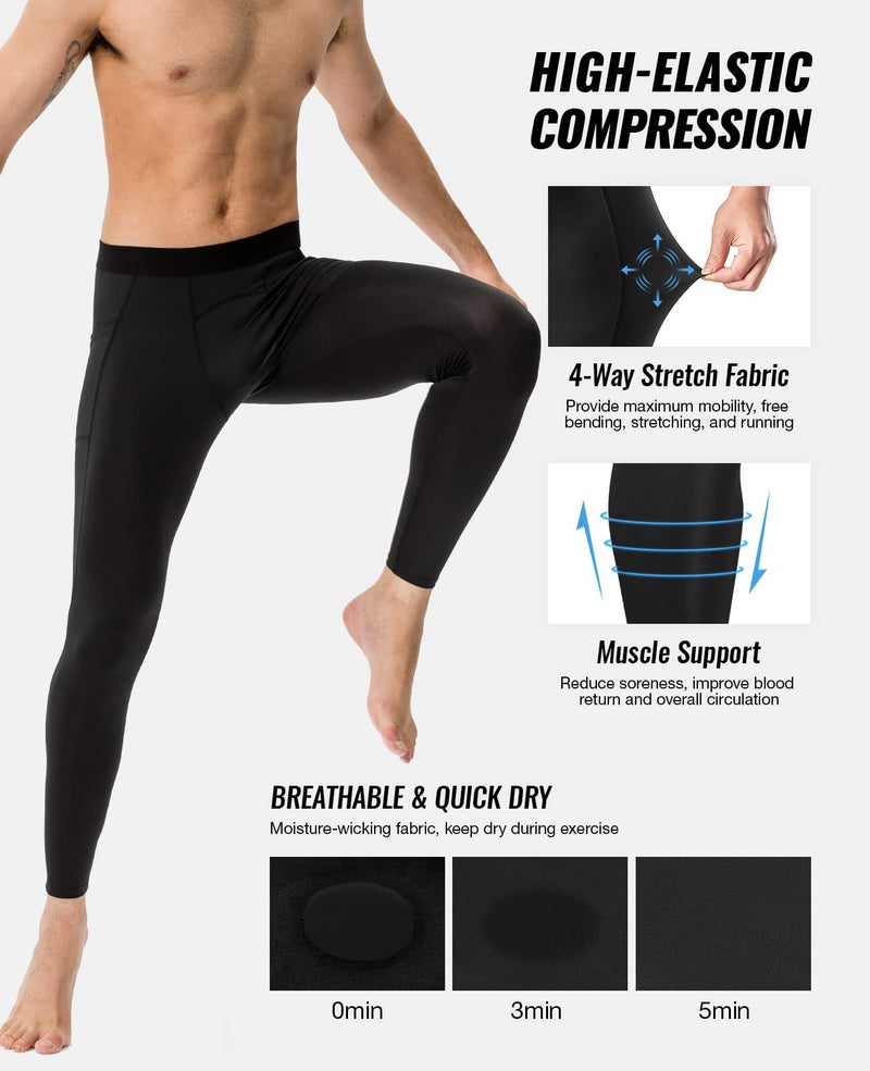 SPVISE Men's Compression Pant Black Leggings Athletic Tighs Cool Dry Workout Sports Gear for Running Basketball Football Yoga - Image 2