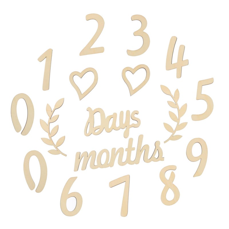 SUPVOX Wooden Baby Milestone Cards Growth Photo Props Numbers for Birthdays - Image 2