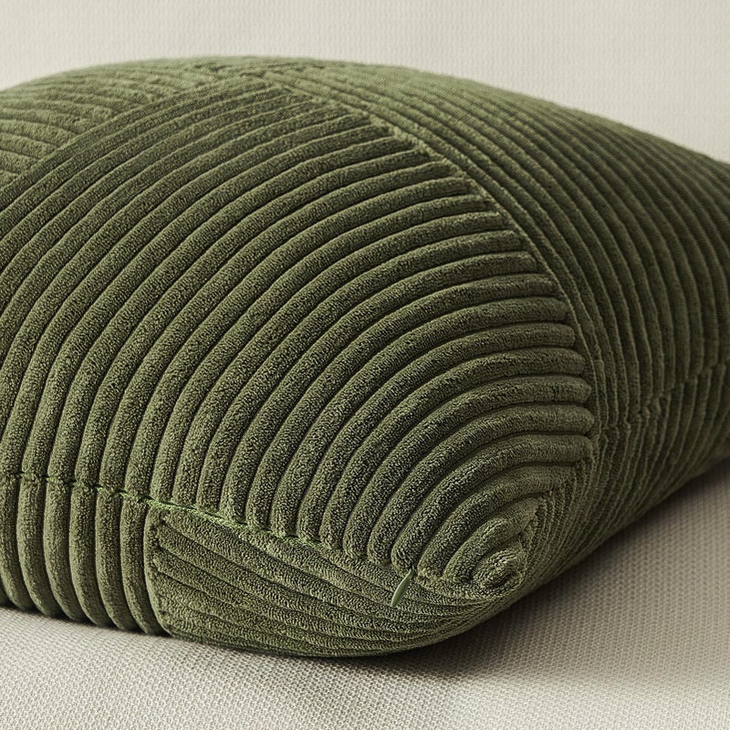 Topfinel 24x24 inches Pillow Covers Set of 2 Olive Green Corduroy Decorative Throw Pillow Covers for Sofa Couch Bed  Windmill Textured Striped Patchwork Couch Spring Pillow Case 60x60 cm - Image 2