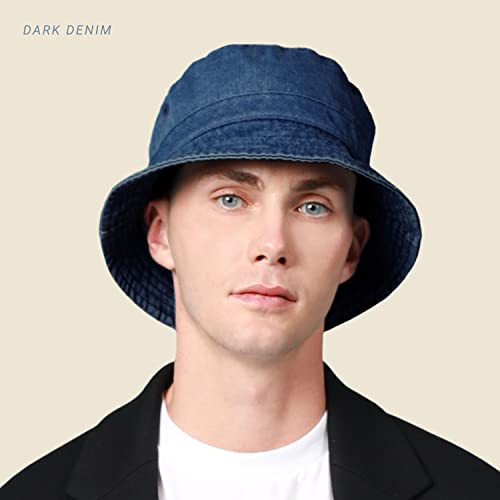 CHOK.LIDS Hot Summer Bucket Hat - Trendy Cotton Sun Hat for Beach, Golf, Fishing - Fun Outdoor Vacation Boonie for Men and Women (Dark Denim) - Image 3