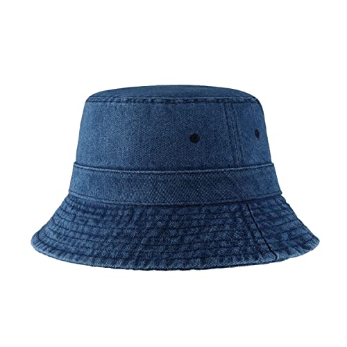 CHOK.LIDS Hot Summer Bucket Hat - Trendy Cotton Sun Hat for Beach, Golf, Fishing - Fun Outdoor Vacation Boonie for Men and Women (Dark Denim) - Image 1