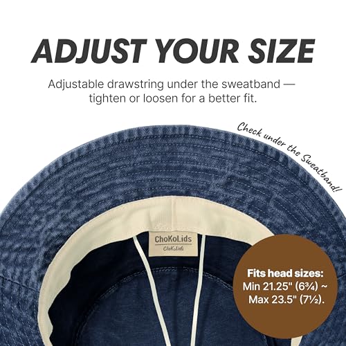 CHOK.LIDS Hot Summer Bucket Hat - Trendy Cotton Sun Hat for Beach, Golf, Fishing - Fun Outdoor Vacation Boonie for Men and Women (Dark Denim) - Image 2