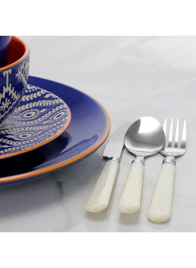 GIBSON Sensations Stainless Steel Utensils Set with Storage Caddy White and Silver 21.5 x 12 x 12 cm 53382.16