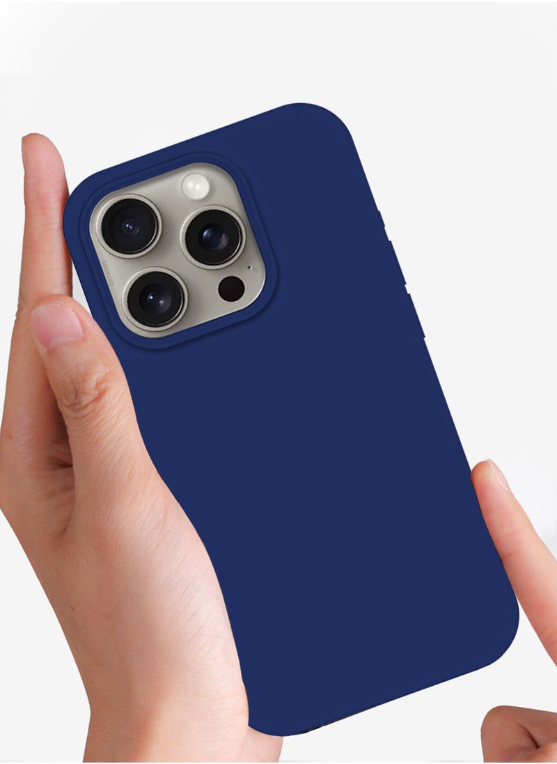 iPhone 15 Pro Max Case Silicone Case Full Body Protective Cover Shockproof Slim Phone Case Anti-Scratch Soft Microfiber Lining Blue