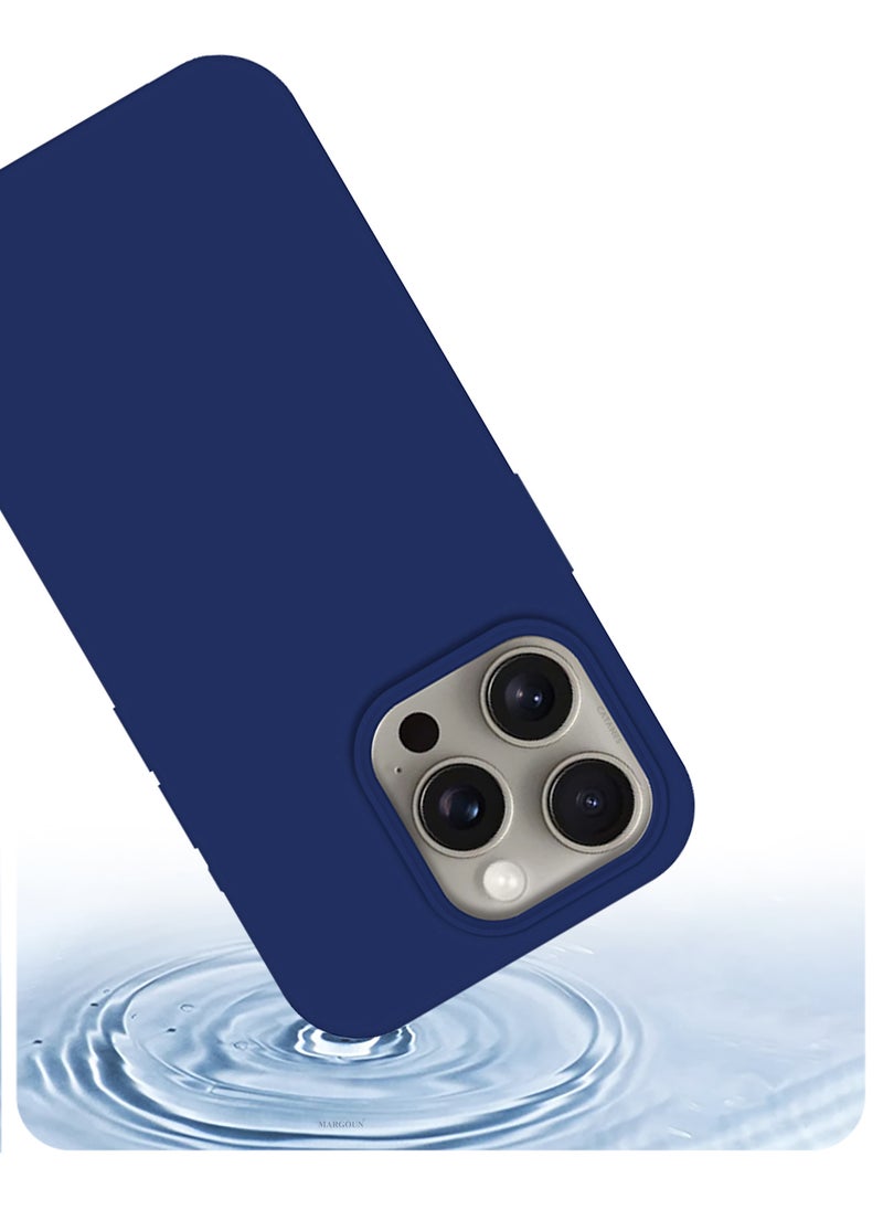 CATANES iPhone 15 Pro Max Case Silicone Case Full Body Protective Cover Shockproof Slim Phone Case Anti-Scratch Soft Microfiber Lining Blue  - Image 4