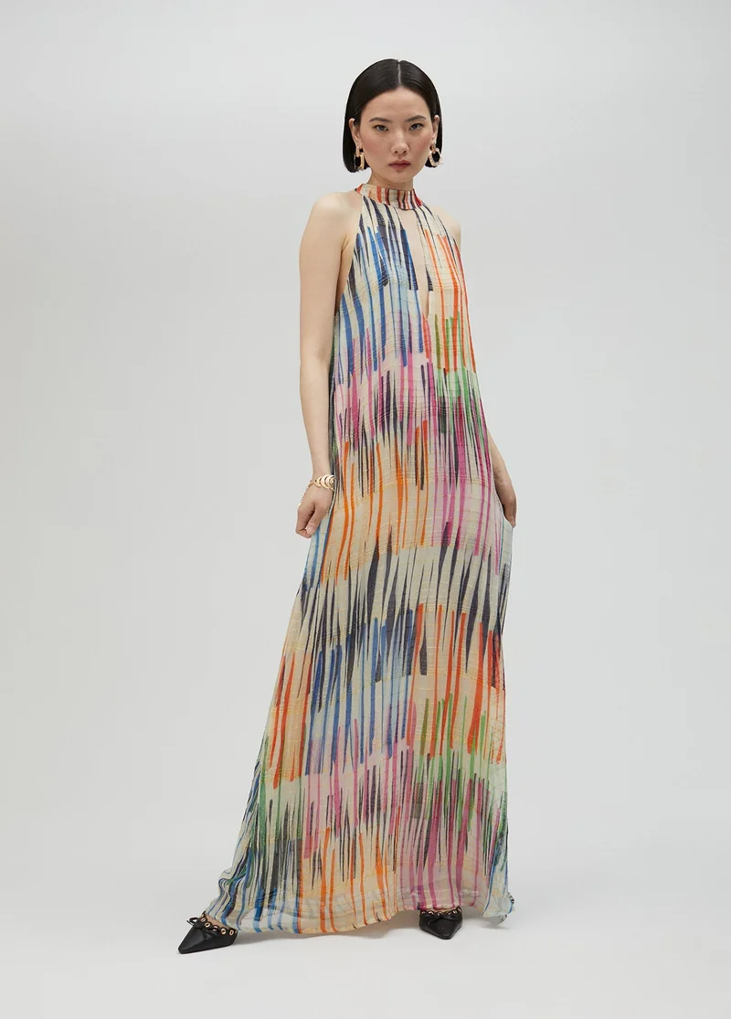 Lola Casademunt Long multi-stripe print dress