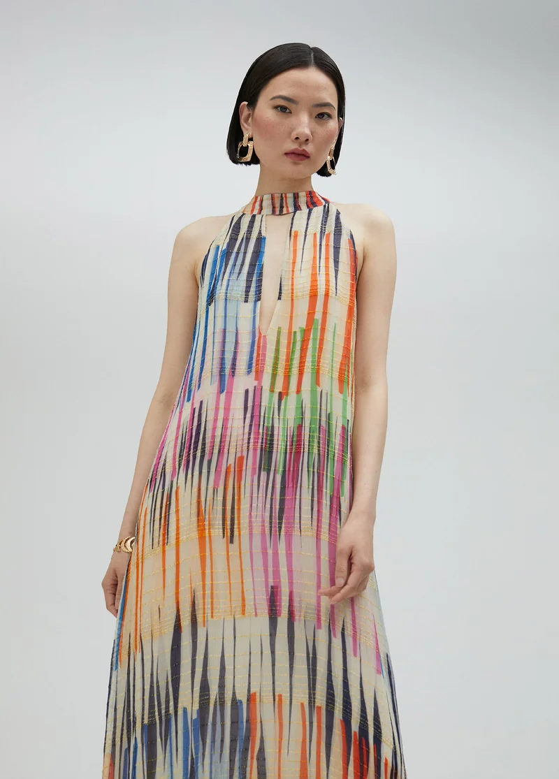 Lola Casademunt Long multi-stripe print dress