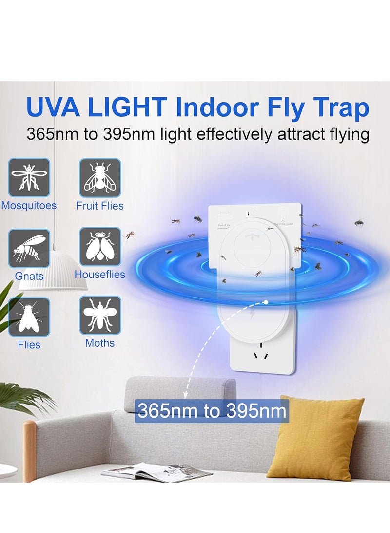 2 Devices 12 Sticky Cards Indoor Fly Trap, Fruit Fly Trap, Suitable for Indoor Use, With Night Light and UV Light, Can Catch Mosquitoes, Flies, Moths - Image 3