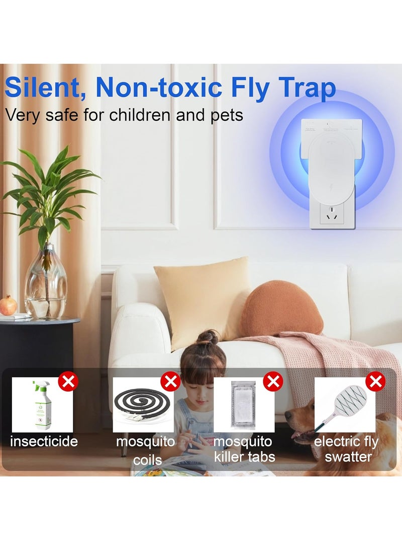 2 Devices 12 Sticky Cards Indoor Fly Trap, Fruit Fly Trap, Suitable for Indoor Use, With Night Light and UV Light, Can Catch Mosquitoes, Flies, Moths - Image 2