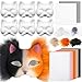 Seenelling 23 Pcs DIY Therian Mask Kit Blank Cat Mask with Felt Fabric Sheet Plush Faux Fur Eye Mesh for Therian Gear Stuff Orange and Black - Image 3