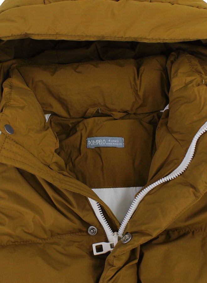 Pompelo Girls Waterproof Hooded Jacket – Brown - Image 3