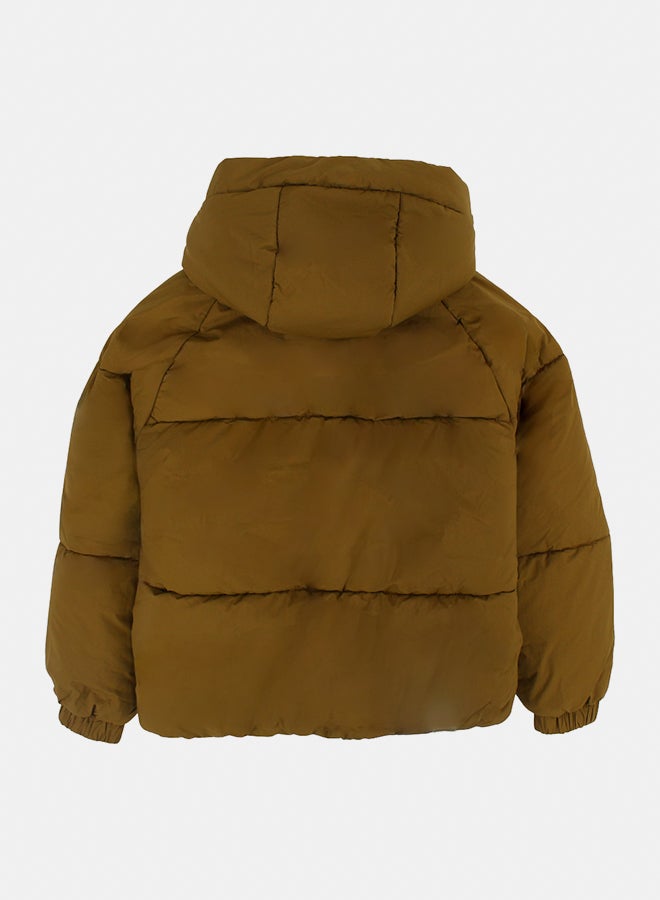 Pompelo Girls Waterproof Hooded Jacket – Brown - Image 2