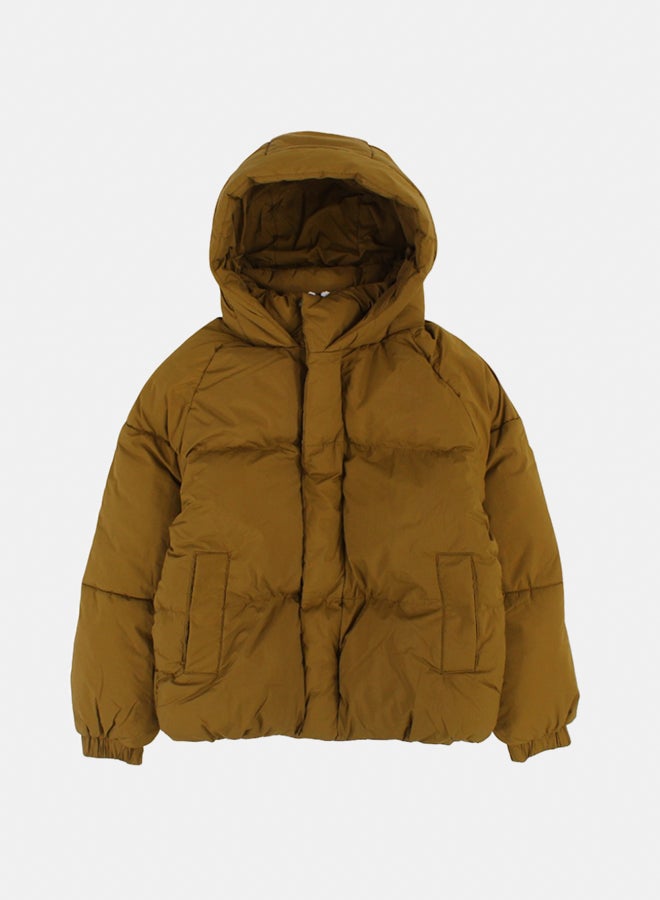 Pompelo Girls Waterproof Hooded Jacket – Brown - Image 1