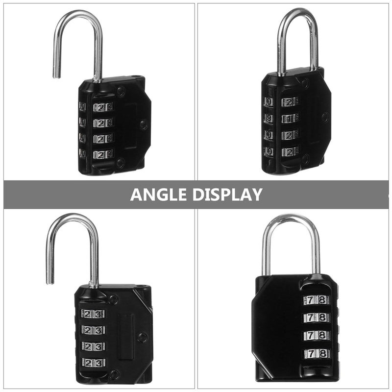 Black Resettable 4 Digit Combination Padlock for Luggage Gym Locker Cabinet Door - Image 4