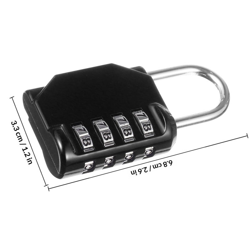 Black Resettable 4 Digit Combination Padlock for Luggage Gym Locker Cabinet Door - Image 3