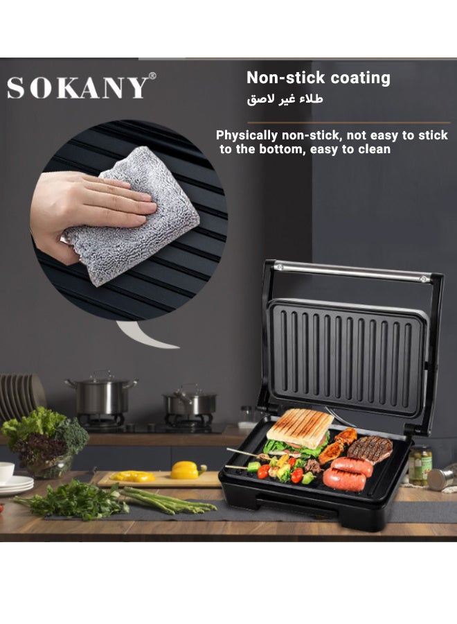 sokany Stick Grill Maker & Panini, Electric Stick Machine, Sandwich Maker, for Grilled Meat, Sausages, Hamburgers, Bread, Toast, vegetables, Perfectly-Grilled, Fast, 850W, Black - Image 2