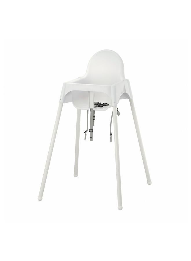 Zaboon Highchair With Safety Belt, White/White - Image 1