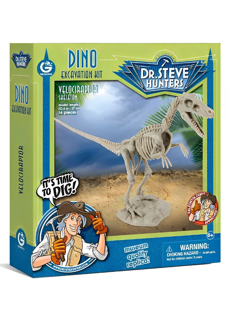 Dr. Steve Hunters - Skeleton Set 3D Fossil (Velociraptor Skeleton Model) High-Quality Educational Realistic and Science Kits Excavation Toys for Kids Museum Quality Replica Fun and Amazing Gift - Image 1