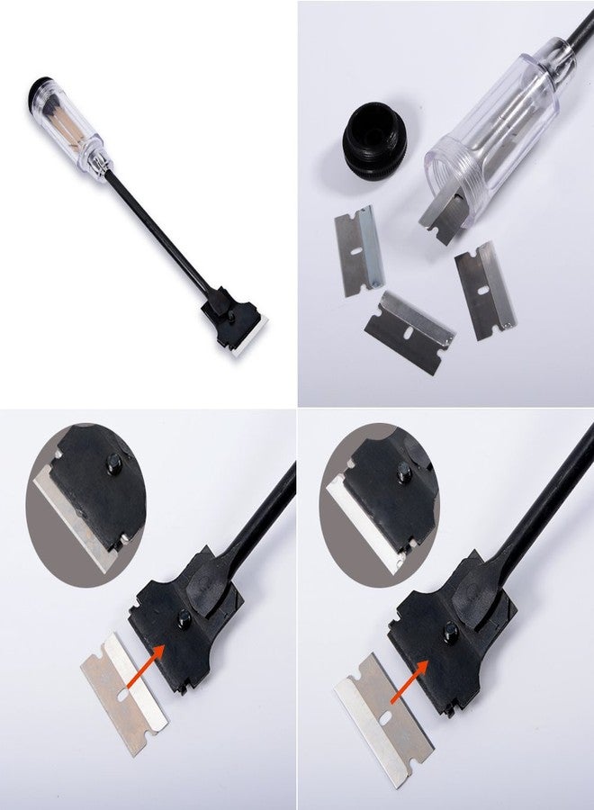 FOSHIO 12" Long Reach Extension Scraper Long Razor-blade Scraper Extra Long Sticker Scraper with 10PCS Double Edged Plastic Razor Scraper Blades and 10PCS Carbon Steel Razor Scraper Blades - Image 2