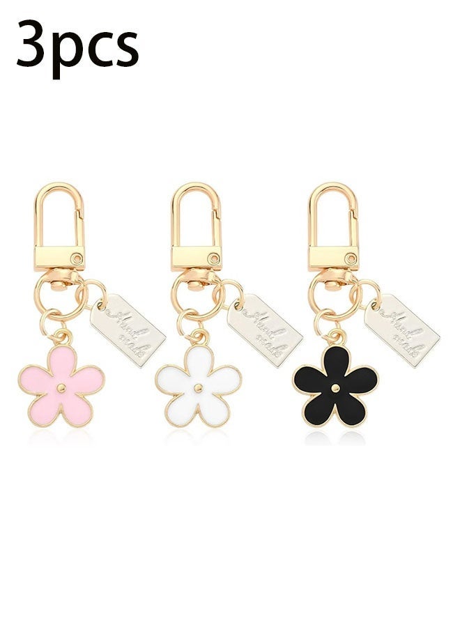 Ailily 3Pcs Cute Flower Keychains for Women & Girls - Aesthetic Bag Charms, Mini Backpack and Purse Accessories, Gifts - Image 1