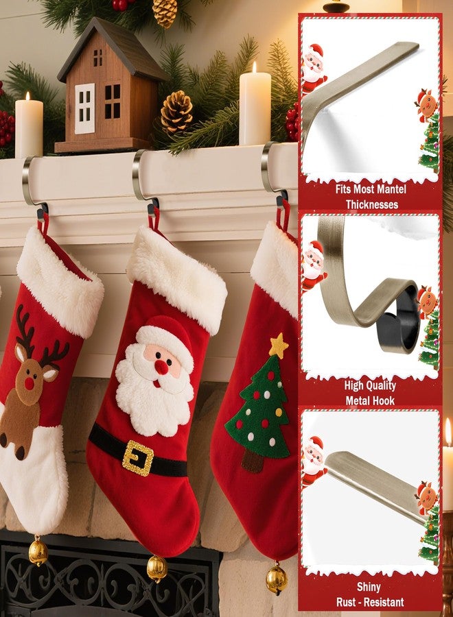 TAROSE Stocking Holders for Mantle, Christmas Stocking Holder Set of 6, Mantle Clip Fireplace Hooks Hanger for Christmas Party Decoration Supplies (Brass) - Image 3