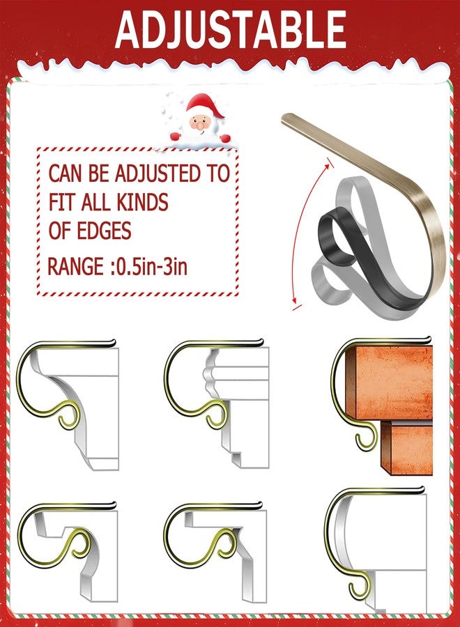 TAROSE Stocking Holders for Mantle, Christmas Stocking Holder Set of 6, Mantle Clip Fireplace Hooks Hanger for Christmas Party Decoration Supplies (Brass) - Image 2
