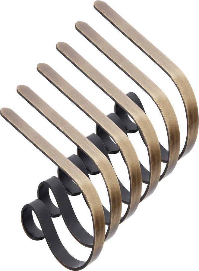 TAROSE Stocking Holders for Mantle, Christmas Stocking Holder Set of 6, Mantle Clip Fireplace Hooks Hanger for Christmas Party Decoration Supplies (Brass) - Image 1