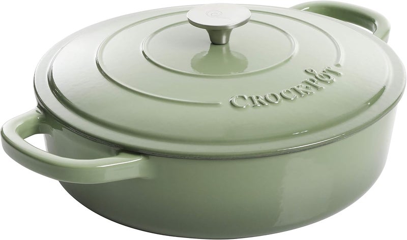 كروك بوت قدر الطهي البطيء Crock-Pot Artisan مطلي بالزجاج الملون من الحديد الصب، سعة 5 لترات، بلون الفستق - Image 1