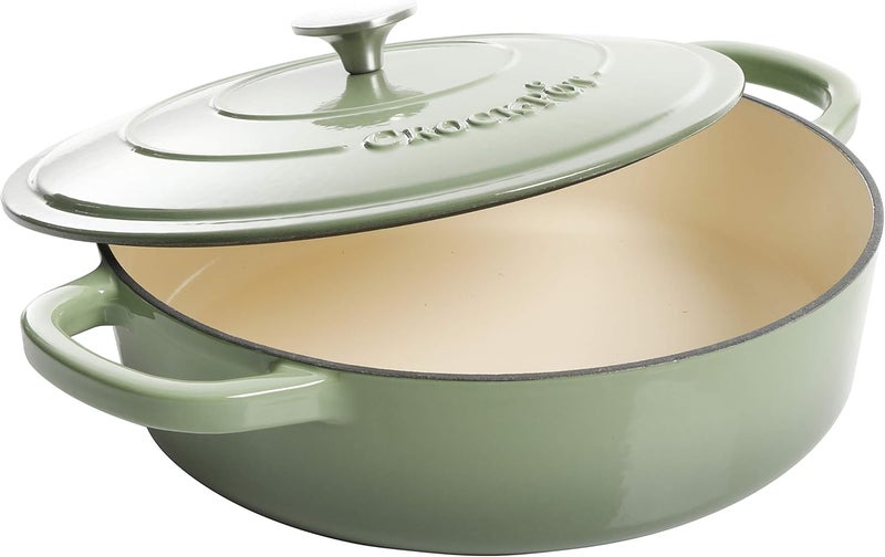 كروك بوت قدر الطهي البطيء Crock-Pot Artisan مطلي بالزجاج الملون من الحديد الصب، سعة 5 لترات، بلون الفستق - Image 2