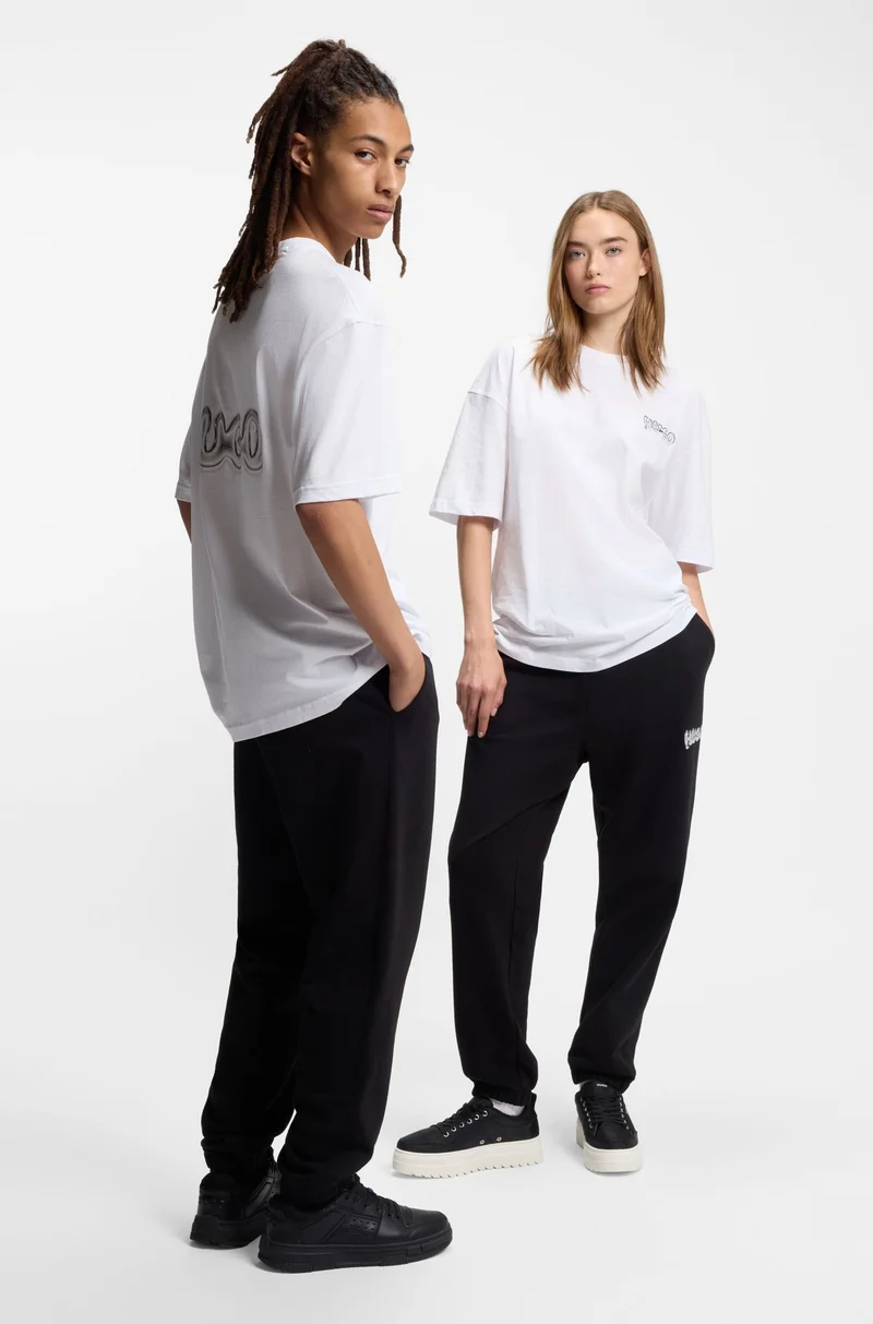 HUGO All-gender cotton-jersey T-shirt with logo prints