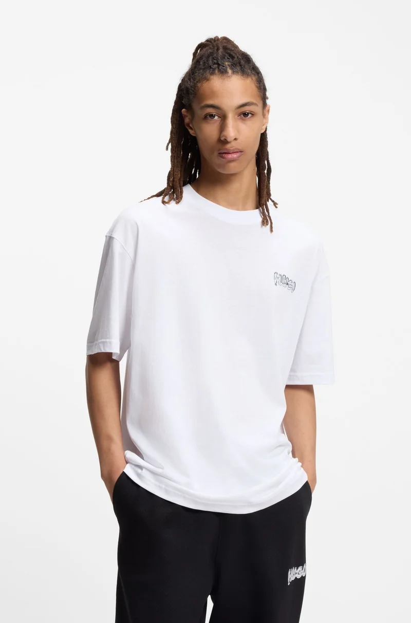 HUGO All-gender cotton-jersey T-shirt with logo prints