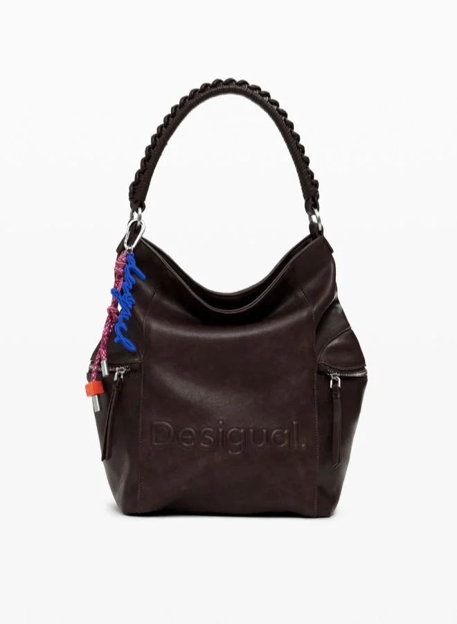 Large Logo Suede-Effect Backpack