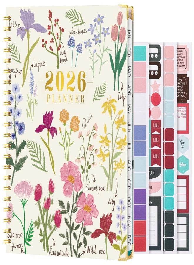 VinTS 2026 Planner,11.6x8.6in Large Weekly Monthly Dated Planner,Jan-Dec.2026 Flower Hardcover Planner Agenda Organizers with stickers, bookmarks, pocket for Women - Image 1