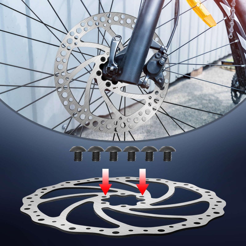 BUCKLOS 140mm 160mm 180mm 203mm MTB Disc Brake Rotor with 6 Bolts, Bicycle Brakes Stainless Steel Rotors M5 Screws, Opposite Hole Distance 44mm, fit Mountain Road Bikes MTB BMX - Image 5