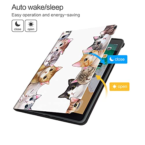 Vimorco iPad 10.2 Case 2019/2020/2021, iPad 7th/8th/9th Generation Case, Premium Protective Smart Case Auto Sleep/Wake Multi-Angle Folio Stand Cover, Cute Cats - Image 5