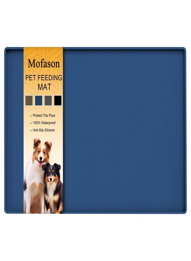 Mofason Pet Food Mat Waterproof Dog Mat 24”x16” Large – 0.5” inch Raised Edge, Pet Cat Silicone Feeding Placemat Water Bowl Tray for Floors, Nonslip Washable Dog Mat for Food and Water - Image 1